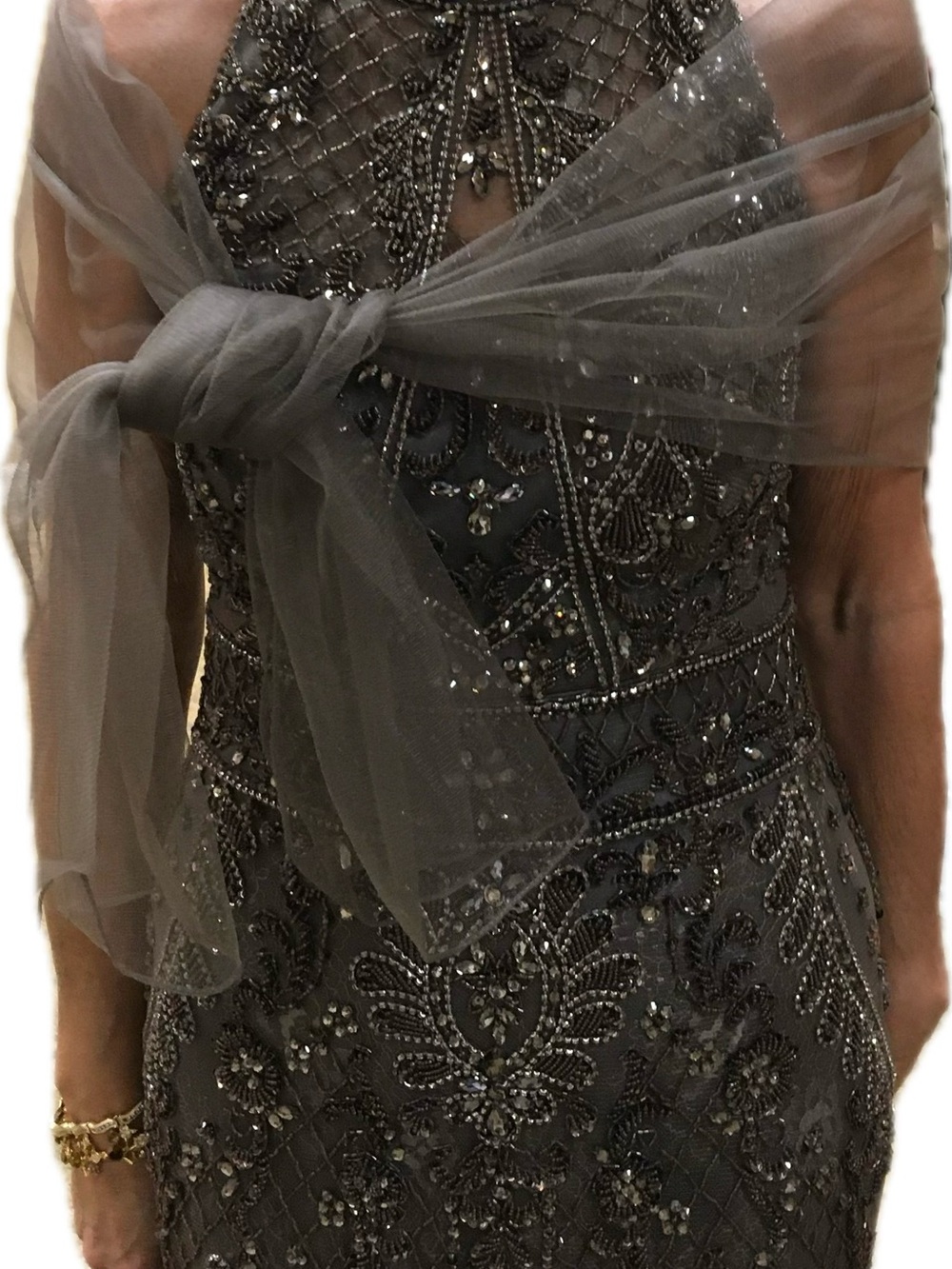 Beaded Brown Long Fitted Formal Sleeveless Dress. Prom or Mother of the Bride!